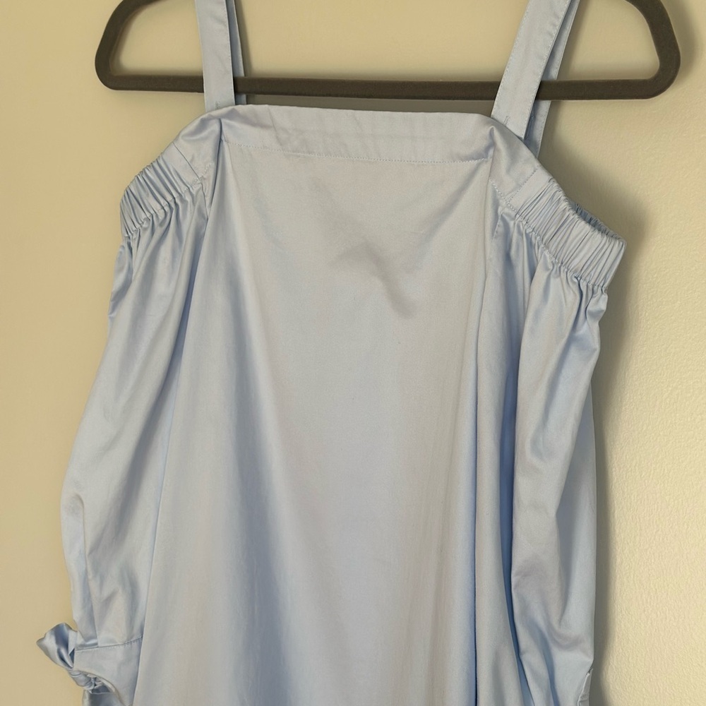 Tyler Boe Cali Top Blue Off Shoulder Cotton Size Small Adjustable Strap Bow slv - Picture 2 of 12